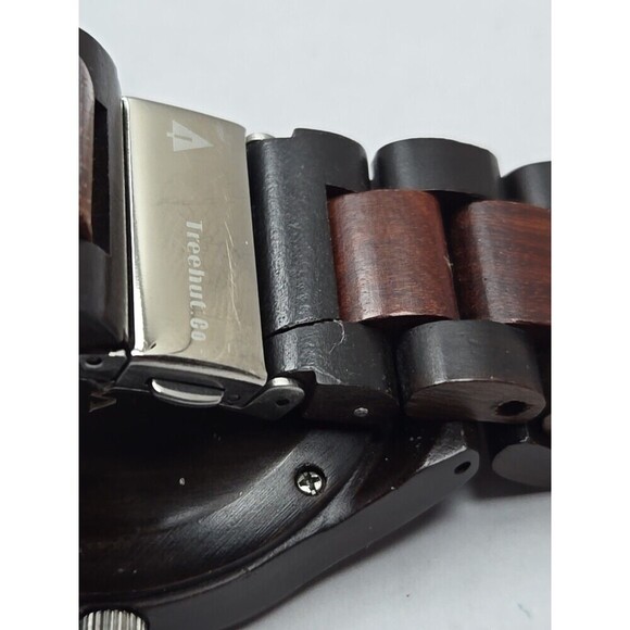 Treehut Wood Wrist Watch Red Ebony Maple Dial Quartz Minimalist New Battery 45mm - Picture 12 of 12